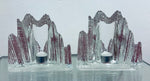 Pair of 1970s Peill & Putzler Iced Glass Bookend Candleholders