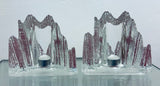 Pair of 1970s Peill & Putzler Iced Glass Bookend Candleholders