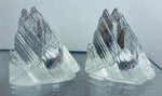 Pair of 1970s Peill & Putzler Iced Glass Bookend Candleholders