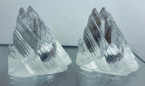 Pair of 1970s Peill & Putzler Iced Glass Bookend Candleholders