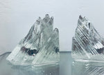 Pair of 1970s Peill & Putzler Iced Glass Bookend Candleholders