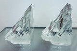 Pair of 1970s Peill & Putzler Iced Glass Bookend Candleholders