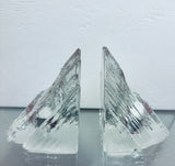 Pair of 1970s Peill & Putzler Iced Glass Bookend Candleholders