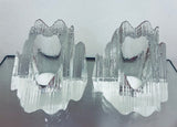 Pair of 1970s Peill & Putzler Iced Glass Bookend Candleholders