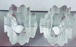 Pair of 1970s Peill & Putzler Iced Glass Bookend Candleholders
