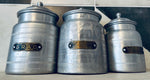 Set of 6 1960s Aluminium Portuguese Kitchen Storage Canisters