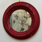 Small Antiqued Glass Red Aztec Fabric Wall Mirror
