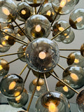 Large Italian Modern Glass & Brass Sputnik Chandelier