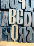 Vintage 1930s 3 Alphabet Industrial Wooden Letter Printing Blocks