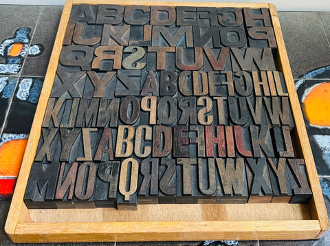 Block Lettering 1930s Vintage 1930s 3 Alphabet Industrial Wooden Letter Printing Blocks ...