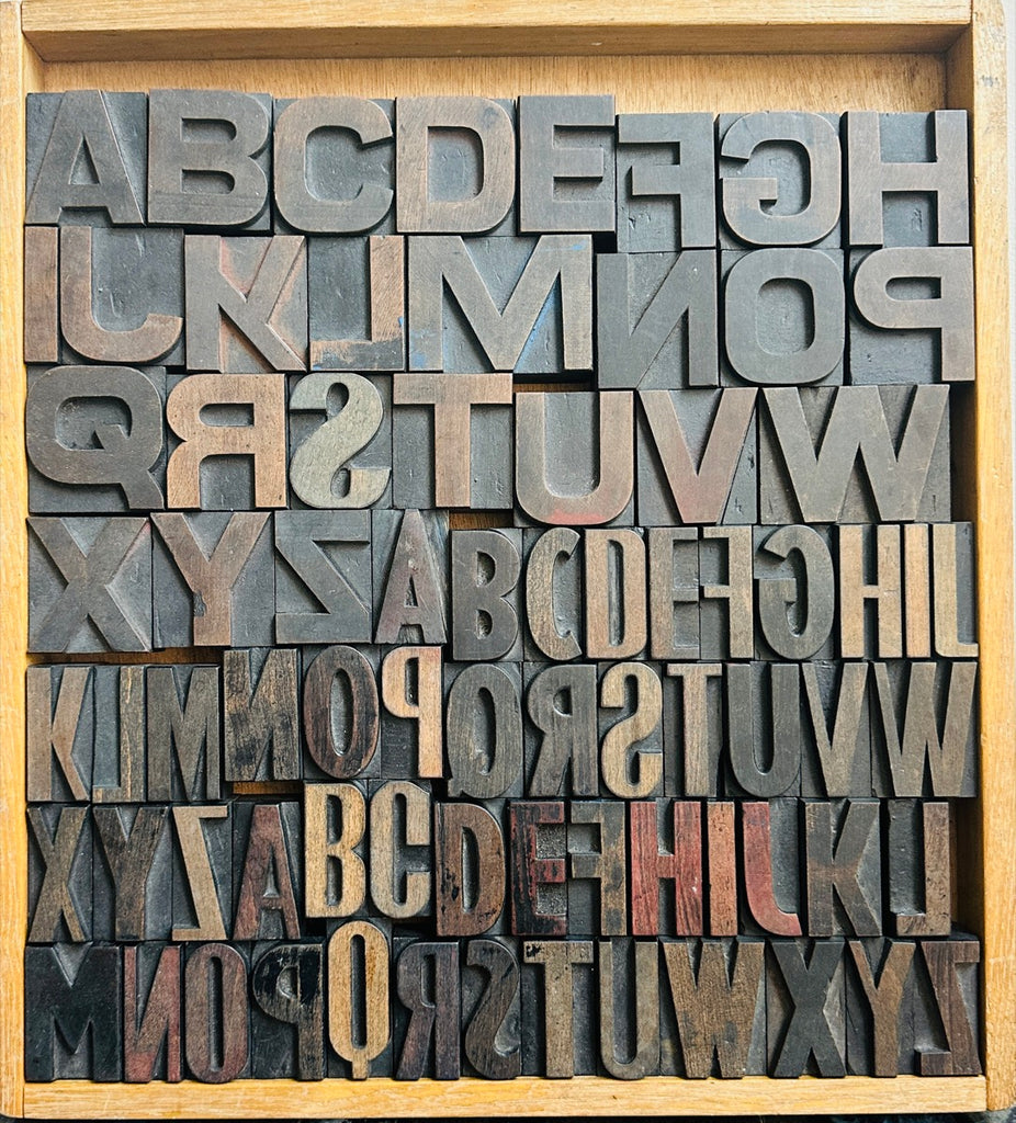 Block Lettering 1930s Vintage 1930s 3 Alphabet Industrial Wooden Letter Printing Blocks ...