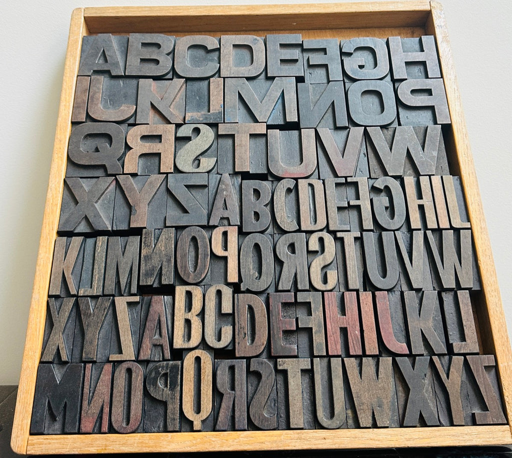 Block Lettering 1930s Vintage 1930s 3 Alphabet Industrial Wooden Letter Printing Blocks ...