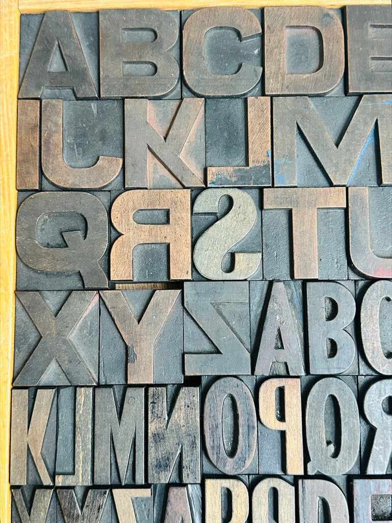 Block Lettering 1930s Vintage 1930s 3 Alphabet Industrial Wooden Letter Printing Blocks ...