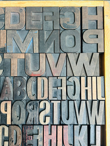 Block Lettering 1930s Vintage 1930s 3 Alphabet Industrial Wooden Letter Printing Blocks ...