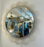 Vintage 1970s German Illuminated Lucite "Flower" Backlit Iced Wall Mirror