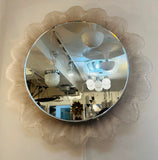 Vintage 1970s German Illuminated Lucite "Flower" Backlit Iced Wall Mirror