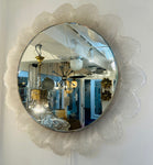 Vintage 1970s German Illuminated Lucite "Flower" Backlit Iced Wall Mirror