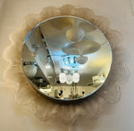 Vintage 1970s German Illuminated Lucite "Flower" Backlit Iced Wall Mirror