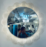Vintage 1970s German Illuminated Lucite "Flower" Backlit Iced Wall Mirror