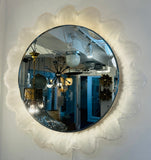 Vintage 1970s German Illuminated Lucite "Flower" Backlit Iced Wall Mirror