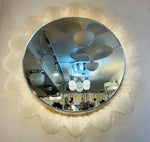 Vintage 1970s German Illuminated Lucite "Flower" Backlit Iced Wall Mirror