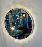 Vintage 1970s German Illuminated Lucite "Flower" Backlit Iced Wall Mirror