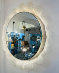 Vintage 1970s German Illuminated Lucite "Flower" Backlit Iced Wall Mirror