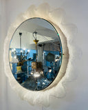 Vintage 1970s German Illuminated Lucite "Flower" Backlit Iced Wall Mirror