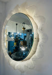 Vintage 1970s German Illuminated Lucite "Flower" Backlit Iced Wall Mirror