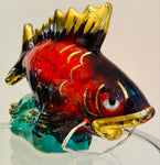 Vintage French Vallauris Ceramic Glazed Fish Table Lamp