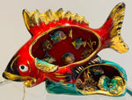 Vintage French Vallauris Ceramic Glazed Fish Table Lamp