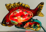 Vintage French Vallauris Ceramic Glazed Fish Table Lamp