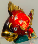 Vintage French Vallauris Ceramic Glazed Fish Table Lamp