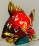 Vintage French Vallauris Ceramic Glazed Fish Table Lamp