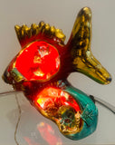 Vintage French Vallauris Ceramic Glazed Fish Table Lamp
