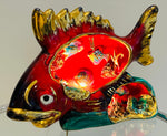 Vintage French Vallauris Ceramic Glazed Fish Table Lamp