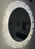 Vintage German Hillebrand Backlit Acrylic Iced Wall Mirror