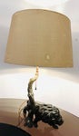 1910 Antique Spelter Prowling Lion Table Lamp inc Shade