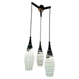 1960s Czech Zukov Black & White Milky Glass Hanging Light