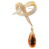 1960s Marcel Boucher Ribbon & Amber Teardrop Brooch 8102P