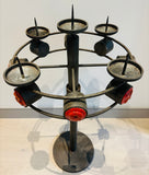 1960s Italian Brutalist Iron and Ceramic Floor Candleholder