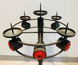 1960s Italian Brutalist Iron and Ceramic Floor Candleholder