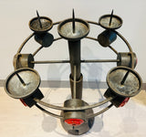 1960s Italian Brutalist Iron and Ceramic Floor Candleholder