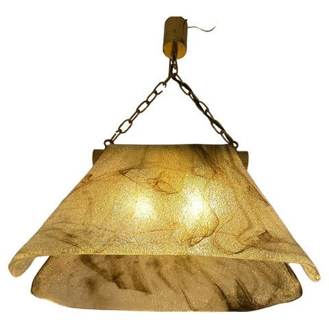 1960s Carlo Nason for Mazzega Brass and Murano Glass Hanging Light