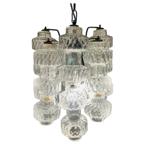 1960s Italian Murano Dumbbell Venini Murano Glass Chandelier