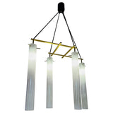 1970s Italian Four Tubular Frosted Glass & Brass Ceiling Light