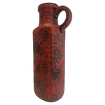 1970s German Fat Lava Scheurich Red Handled Pottery Vase