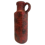 1970s German Fat Lava Scheurich Red Handled Pottery Vase