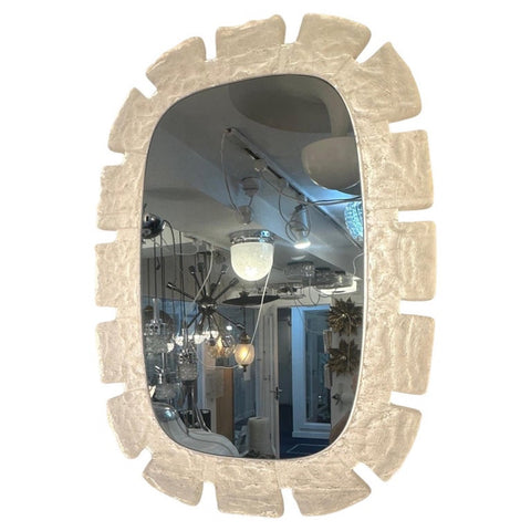 1970s German Hillebrand Frosted Illuminated Lucite Wall Mirror