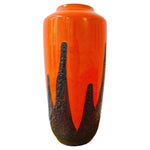 1970s German Scheurich Orange & Brown Fat Lava Vase